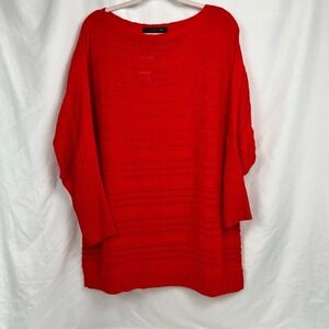 Ashley Stewart Womans Plus Size 22/24 Red Ribbed Knit Tunic Sweater‎ NWT